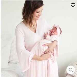 Caden Lane Solid Blush Bamboo Knit Maternity Robe